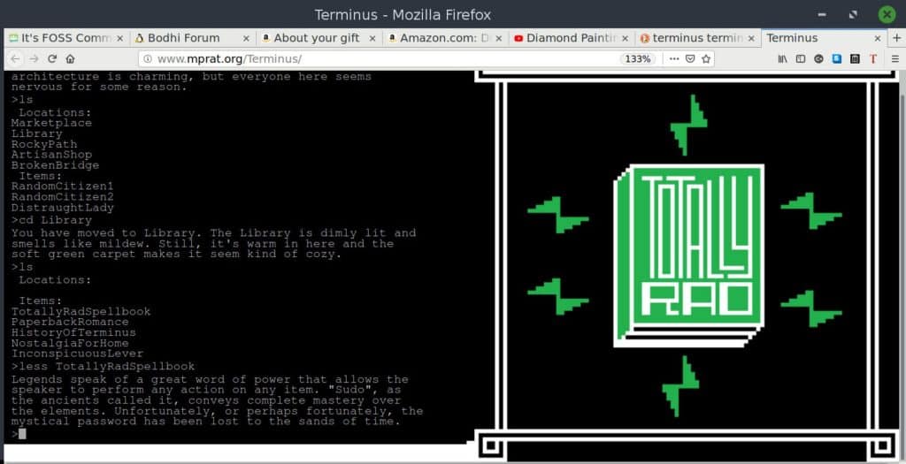 Terminus jeu textuel éducatif Terminus ligne de commande